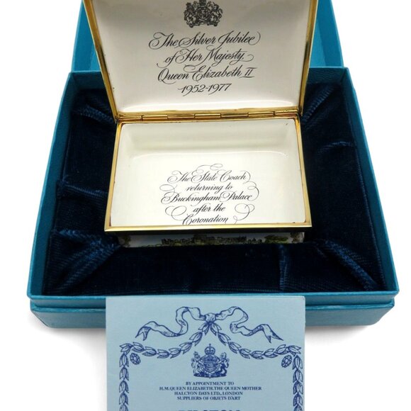 BILSTON And BATTERSEA Enamel Silver Jubilee Box England Vintage Limited Edition - Picture 2 of 10